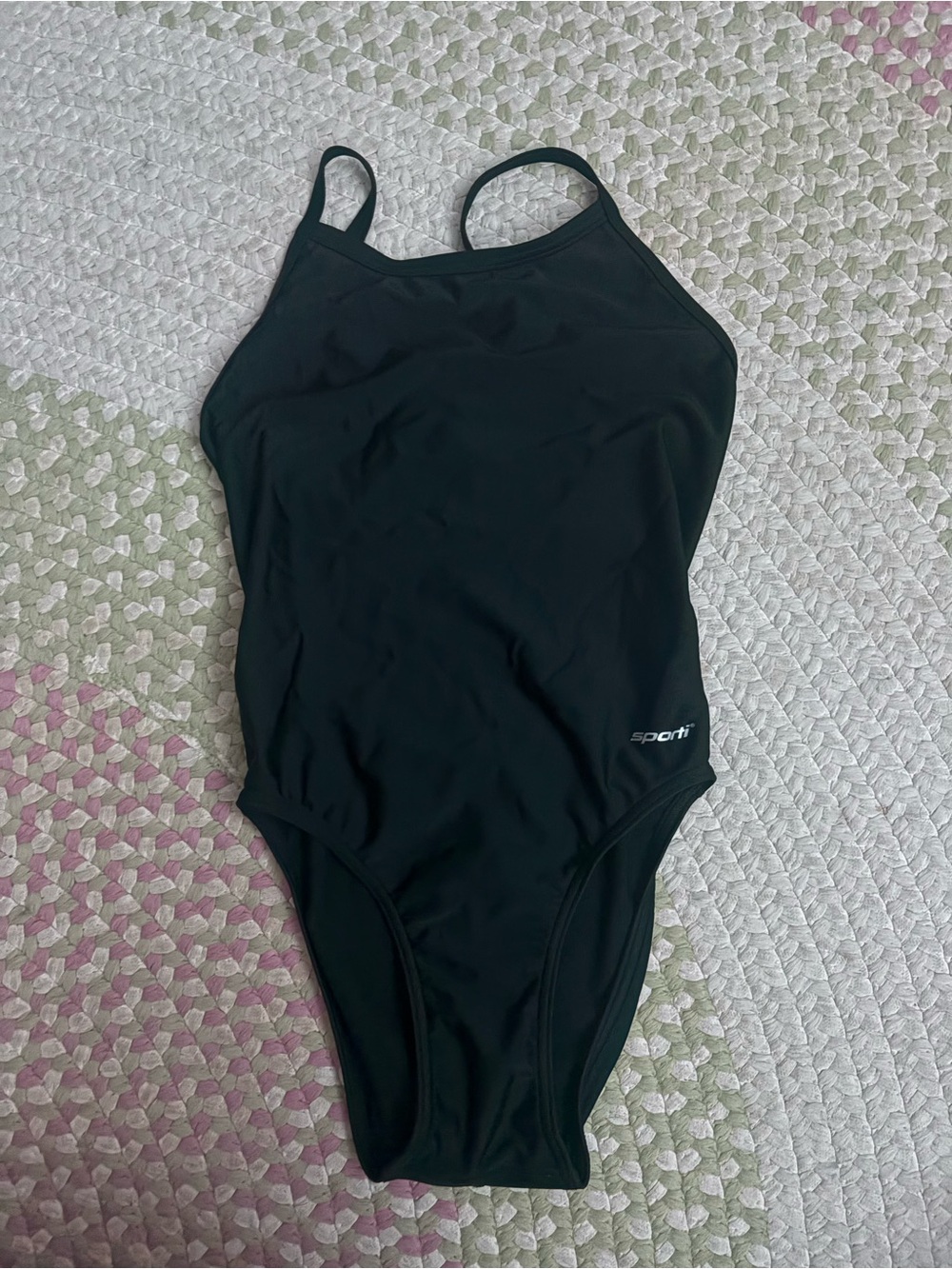 Sporti Solid Black One-Piece Swimsuit - Classic Fit